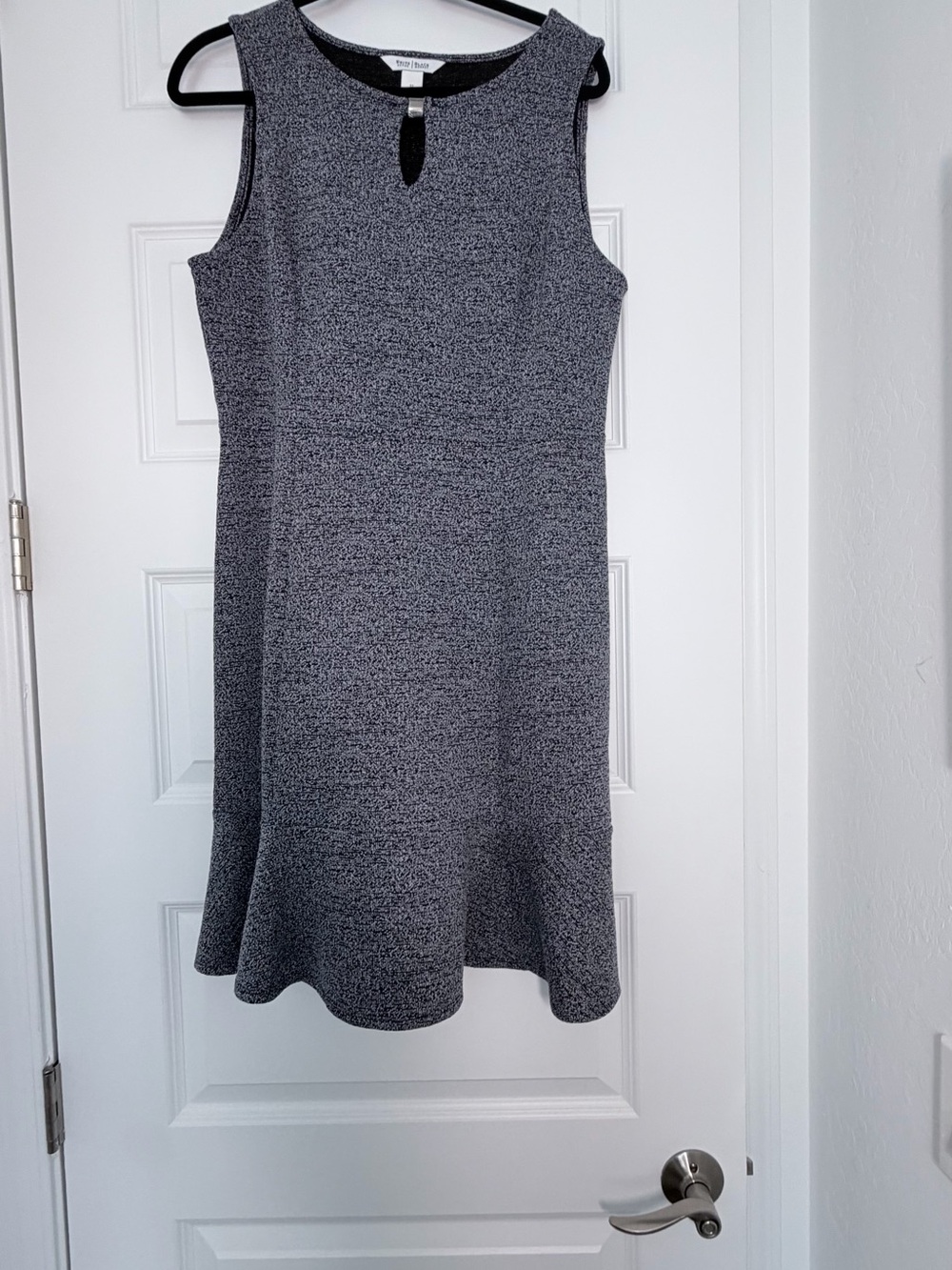 White House Black Market Black and Gray Textured Sleeveless A-Line Dress